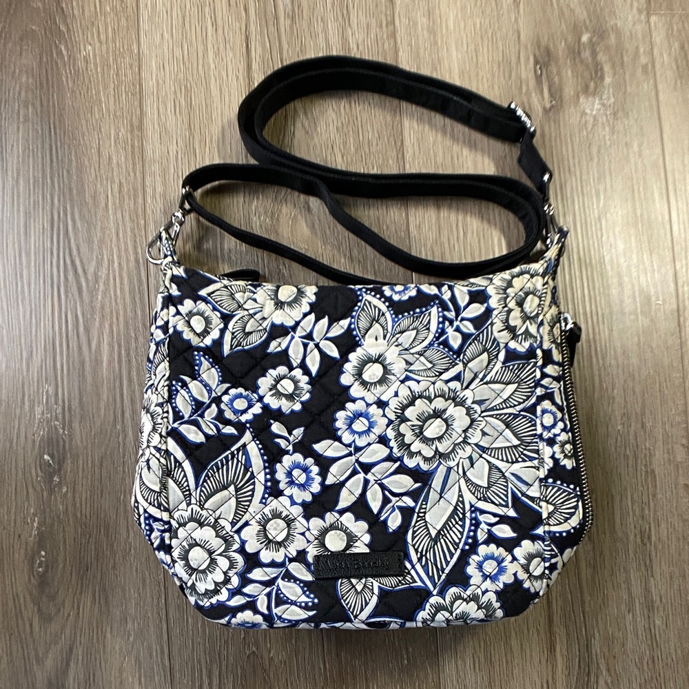 Vera Bradley Black and Blue Floral Crossbody Bag